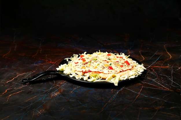 Delicious pizza  isolated on black background