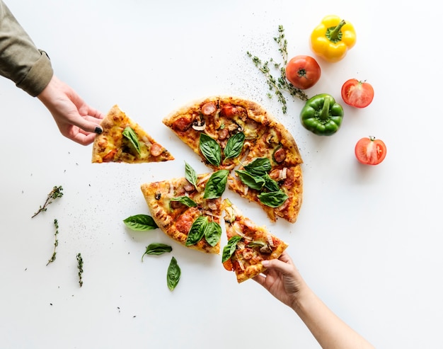 Delicious Pizza Isolated on White