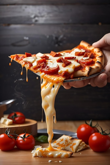 Delicious pizza pieces