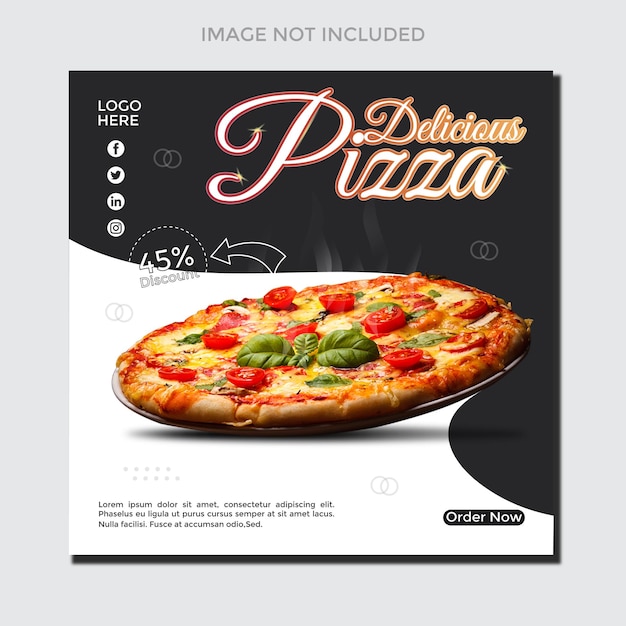 Delicioso ristorante di pizza social media instagram square post menu di cibo pizza