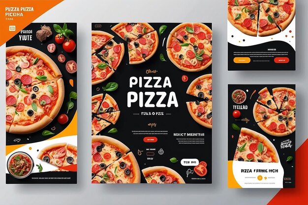 Delicious pizza social media post template design