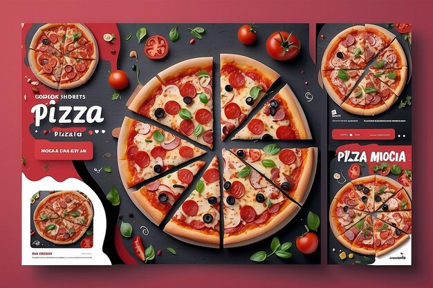 Delicious pizza social media post template design