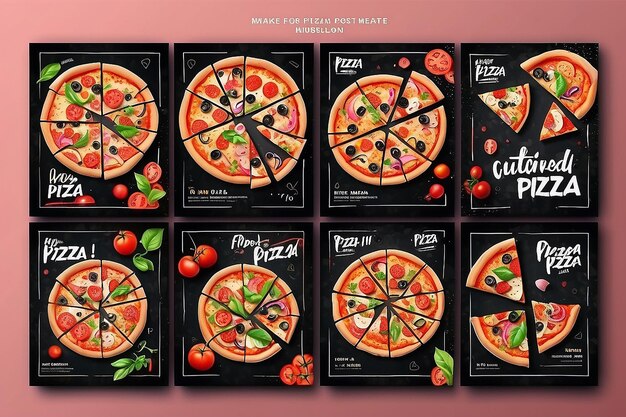 Delicious pizza social media post template design