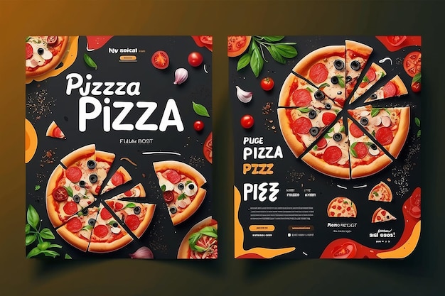 맛있는 피자 소셜 미디어 포스트 템플릿 디자인