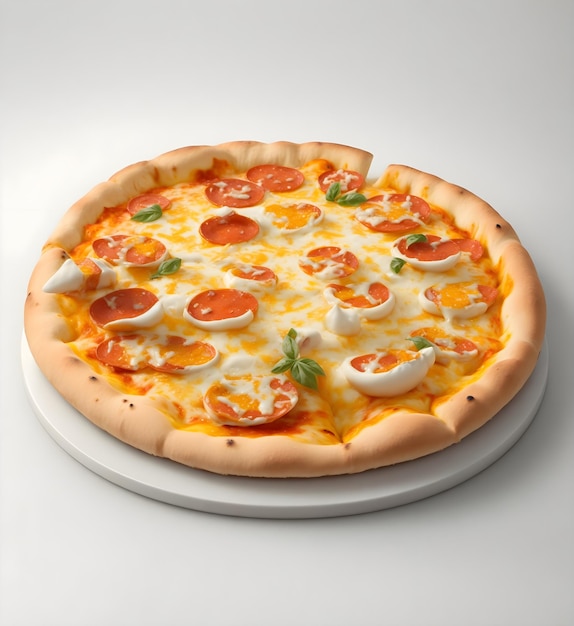 白い皿に盛られたおいしいピザ