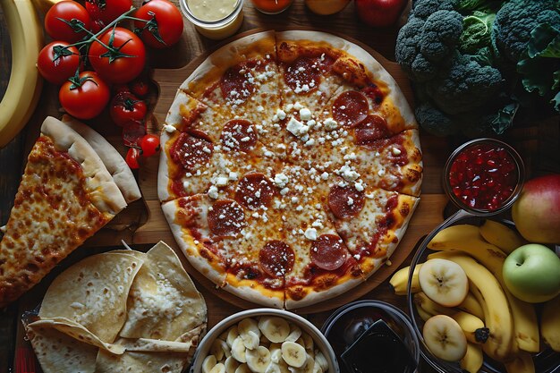 Delicious Pizza with Apple Banana Cheese and Tortillas