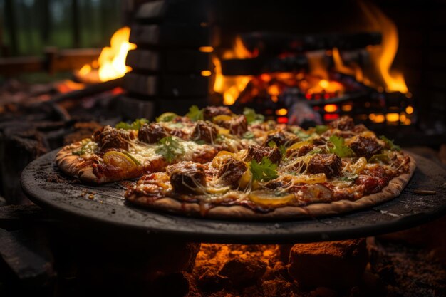 Foto una deliziosa pizza con un sacco di formaggio e un'ai generativa molto appetitosa.