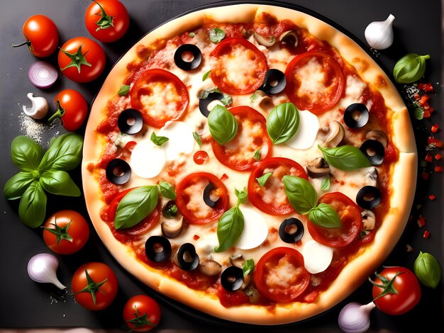 Photo delicious pizza with mushroom and spices