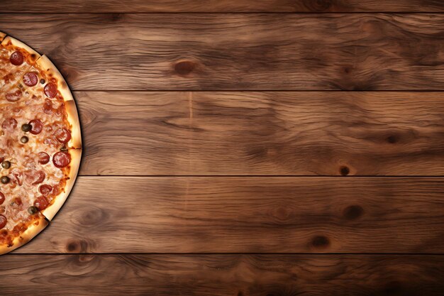 Photo delicious pizza on a wooden table top view