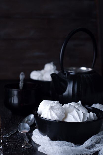 Delicious and plain white vanilla meringue cookies