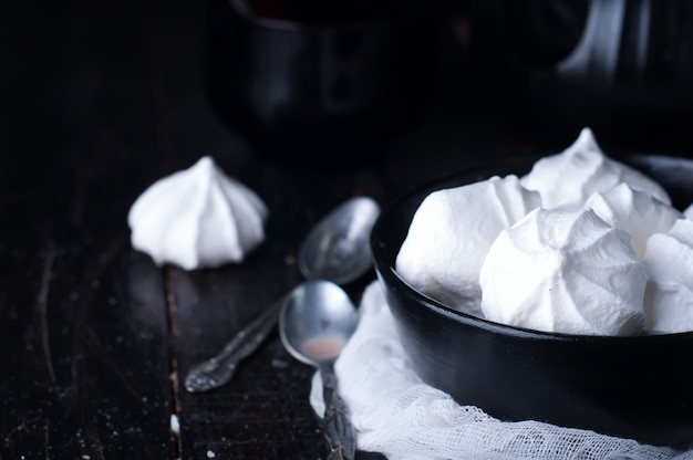 Delicious and plain white vanilla meringue cookies