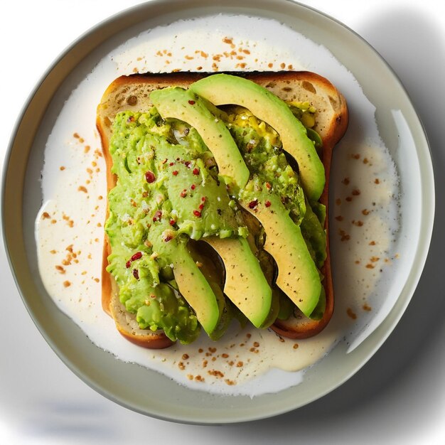 Delicious Plate of Avocado Toast Isolated on a white Background AI generated