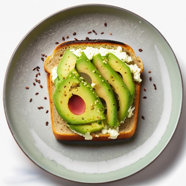 Photo delicious plate of avocado toast isolated on a white background ai generated