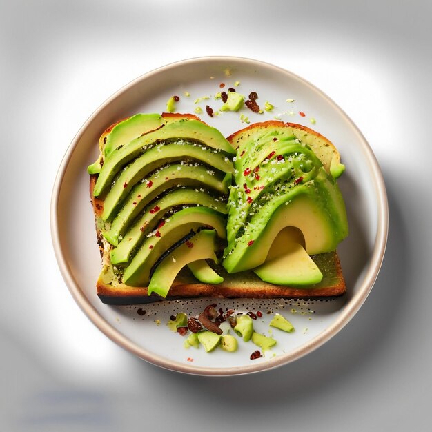 Delicious Plate of Avocado Toast Isolated on a white Background AI generated