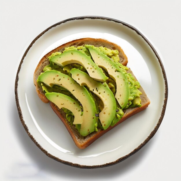 Photo delicious plate of avocado toast isolated on a white background ai generated