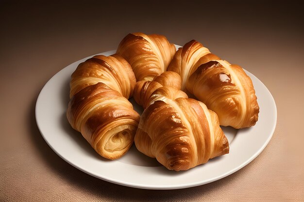 Delicious Plate of Croissants Isolated on a Background