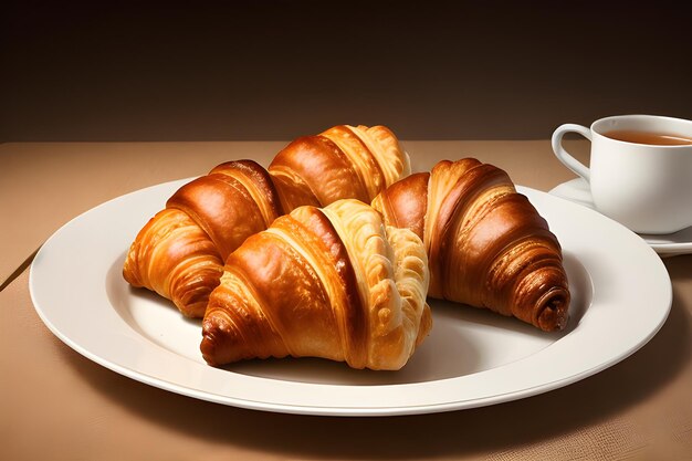 Delicious Plate of Croissants Isolated on a Background