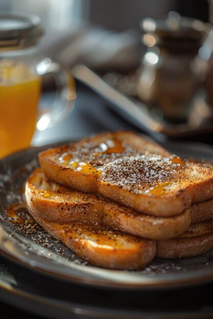 Foto un delizioso piatto di toast francese su un tavolo perfetto per il concetto di colazione