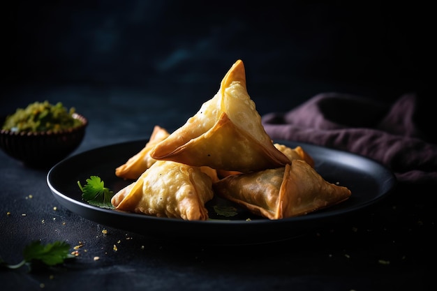 delicious plate of Indian samosas