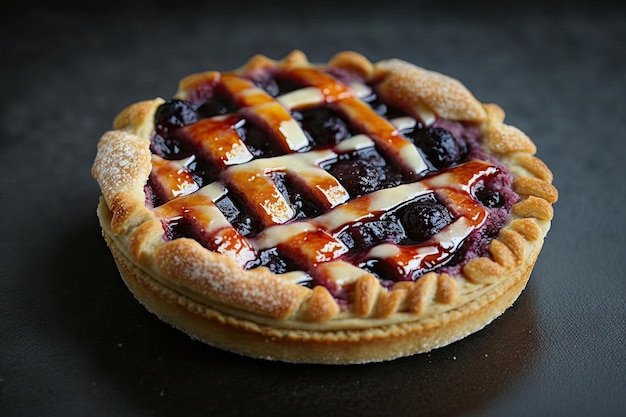 Delicious plum mini pie with sugar glaze on top