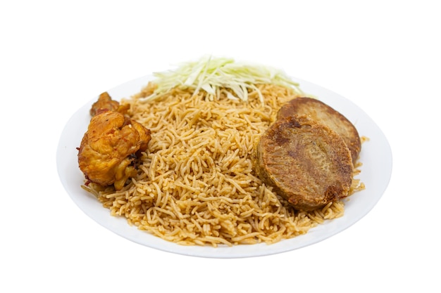 Photo delicious and polao rice with chicken and shami kebab