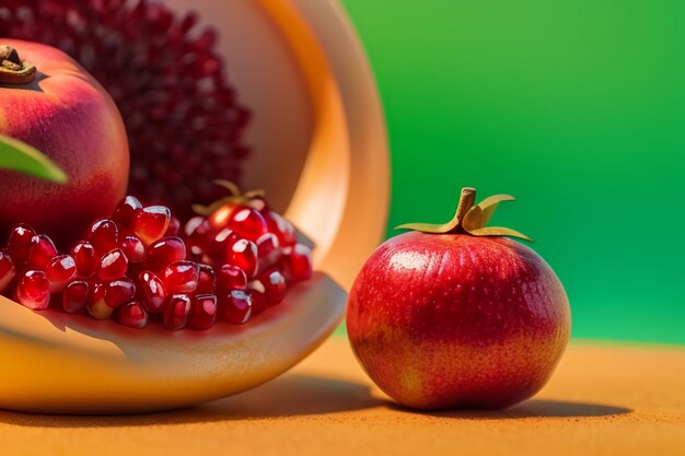 Delicious pomegranate fruit wallpaper illustration background Chinese cuisine fruit