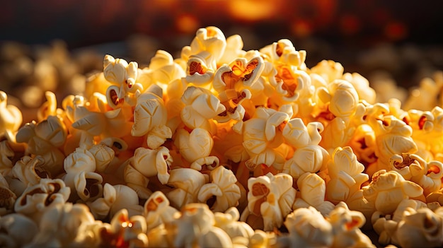 delicious popcorn on the table with blur background