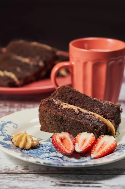 Delicious portion of Chocolate Cake with Strawberries