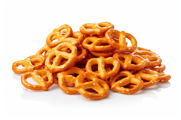 Delicious pretzels showcased against a white backdrop