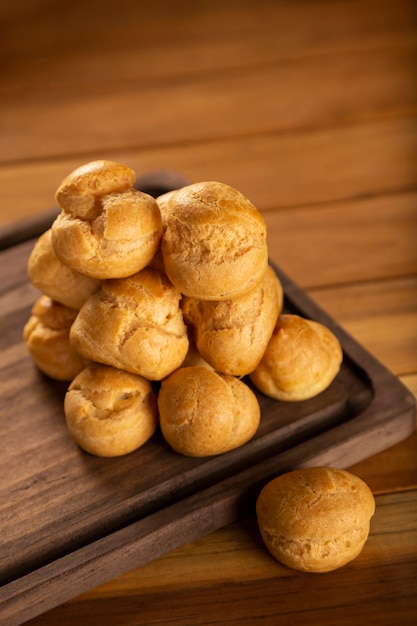 Delicious profiteroles on the table