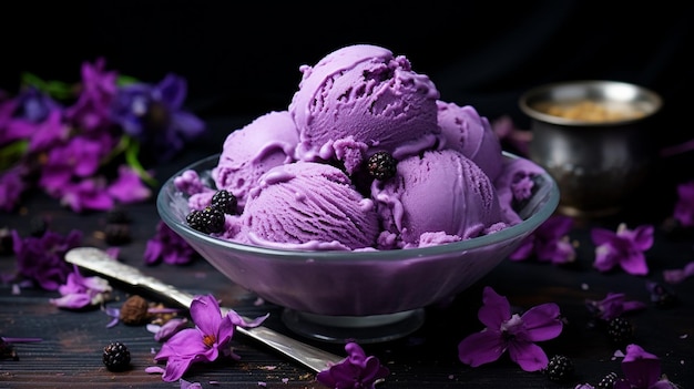 Photo delicious purple ice cream