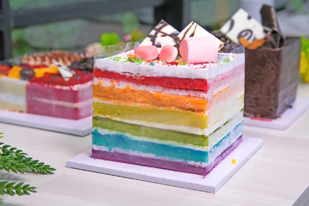 Photo delicious rainbow cake