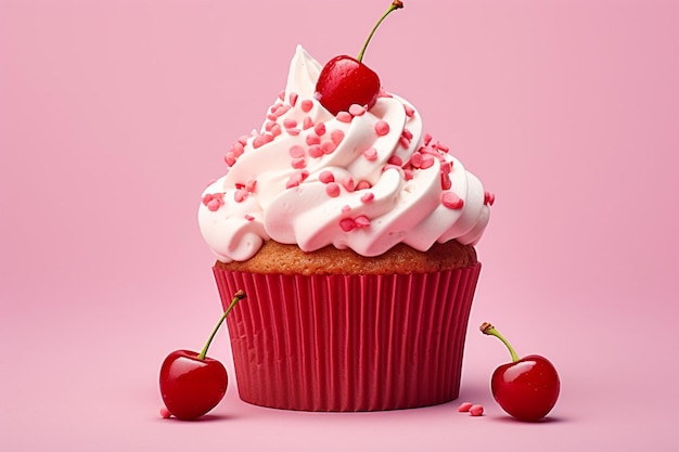 Delicious rainbow cupcake still life