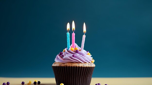 Delicious rainbow cupcake still life