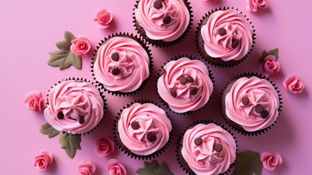 Delicious rainbow cupcake still life