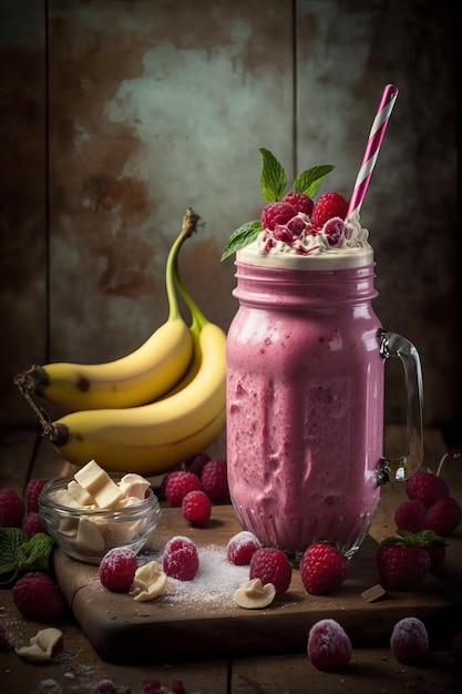 a delicious raspberry and banana smoothie