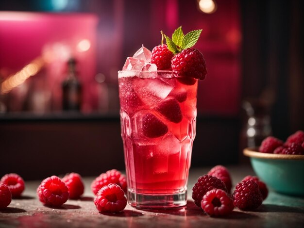 Photo delicious raspberry soda