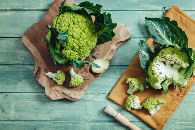 Delicious raw fresh green cauliflower