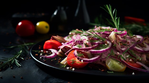 Photo delicious red onion salad with herbs a vibrant and healthy dish