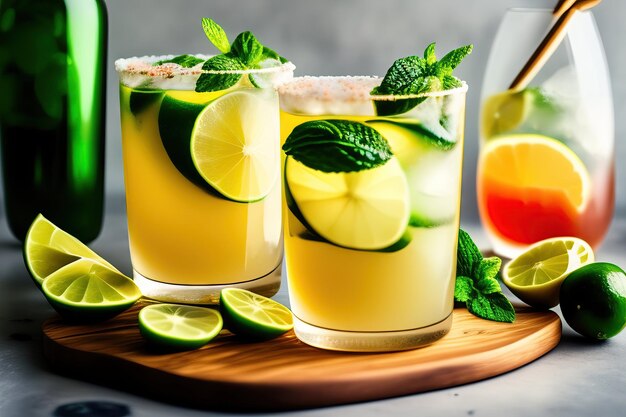 Delicious refreshing summer alcoholic cocktail mojito