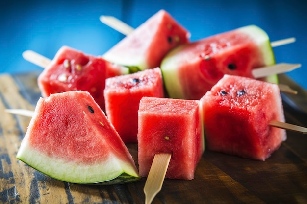 Delicious refreshing watermelon cubes Ai generated