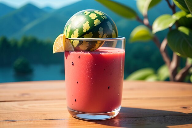 Delicious and refreshing watermelon juice drink is very comfortable to quench thirst in summer