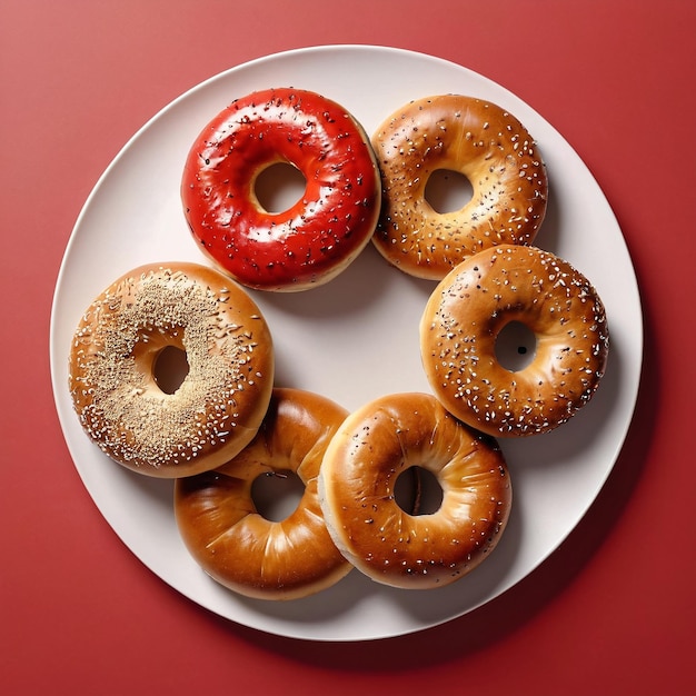 delicious restaurant food advertising a plate with four different types of donuts