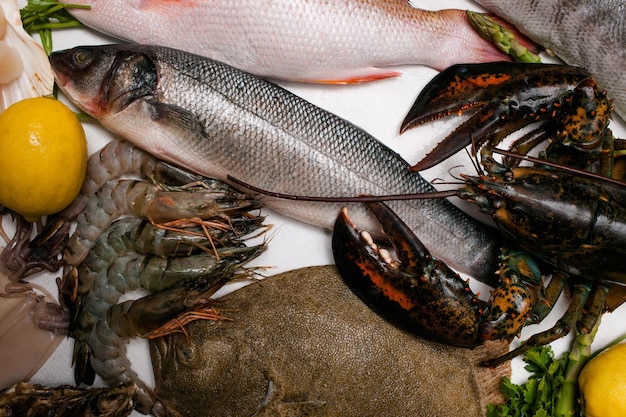 Delizioso ristorante mercato concetto di assortimento di frutti di mare delizie culinarie una corretta alimentazione