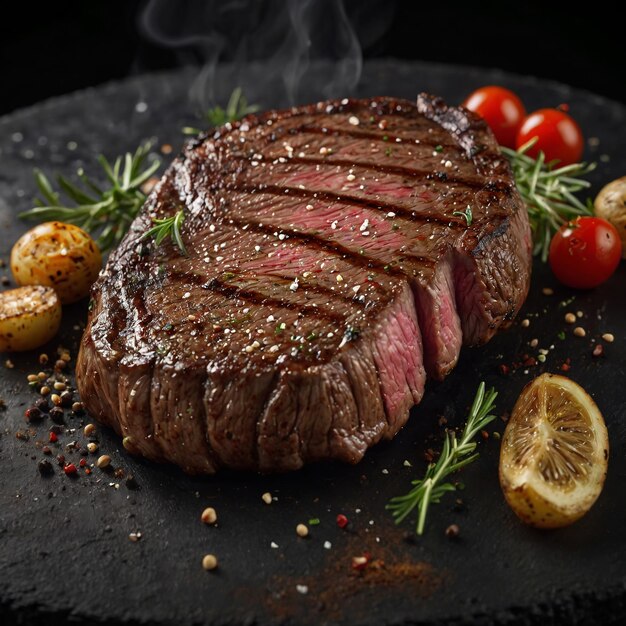 Delicious Rib Eye Steak Realistic Photography