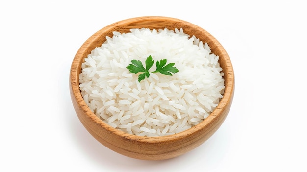 вкусная миска с рисом, изолированная на белом фоне, генерирует ИИ