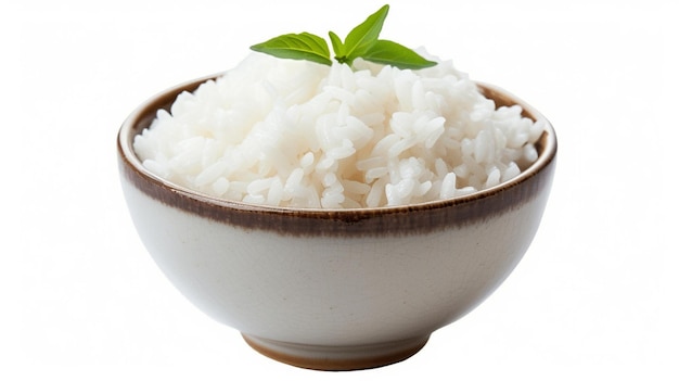 白い背景に隔離された美味しい米の鉢 AIを生成する