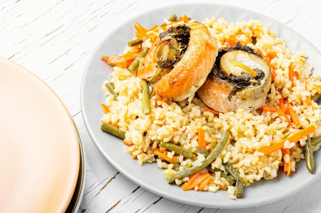 Delicious rice with seafood