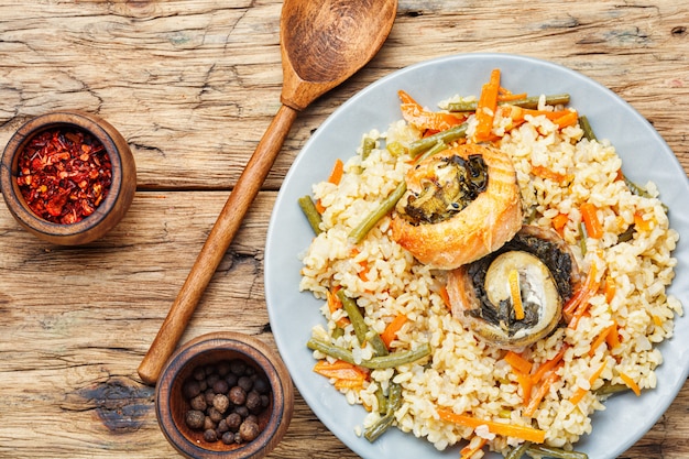 Delicious rice with seafood