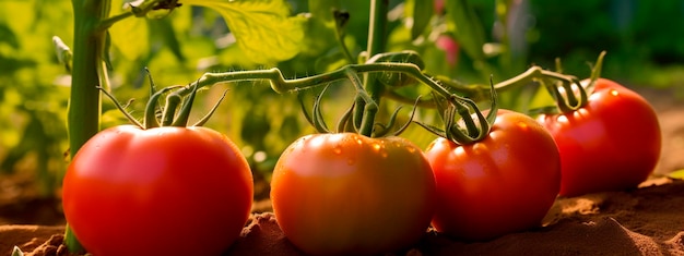 Delicious ripe tomatoes in a picturesque garden Generative AI